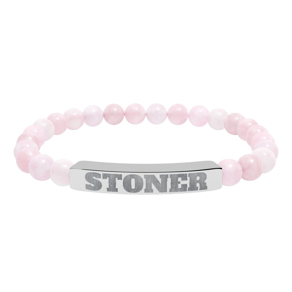 engraved 'stoner' natural stone stretch bracelet — beaded bar bracelet