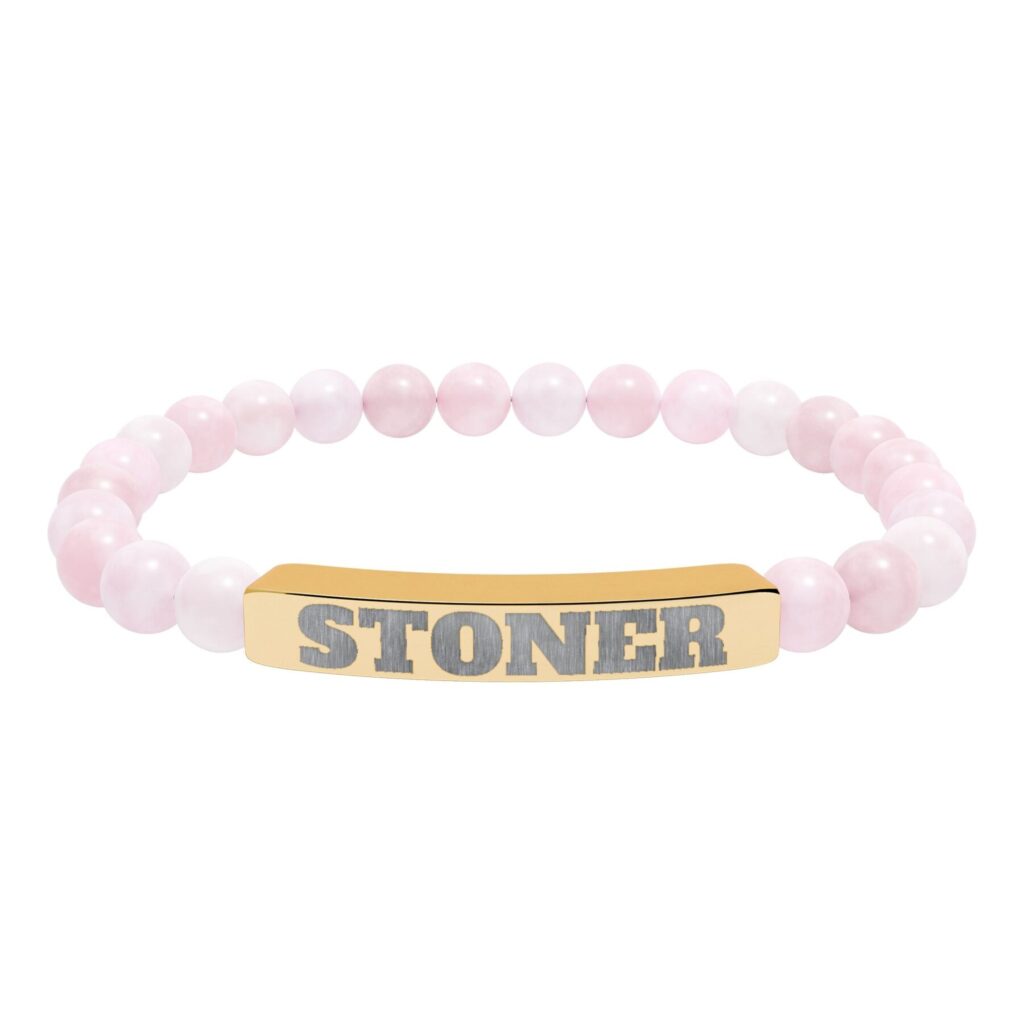 engraved 'stoner' natural stone stretch bracelet — beaded bar bracelet