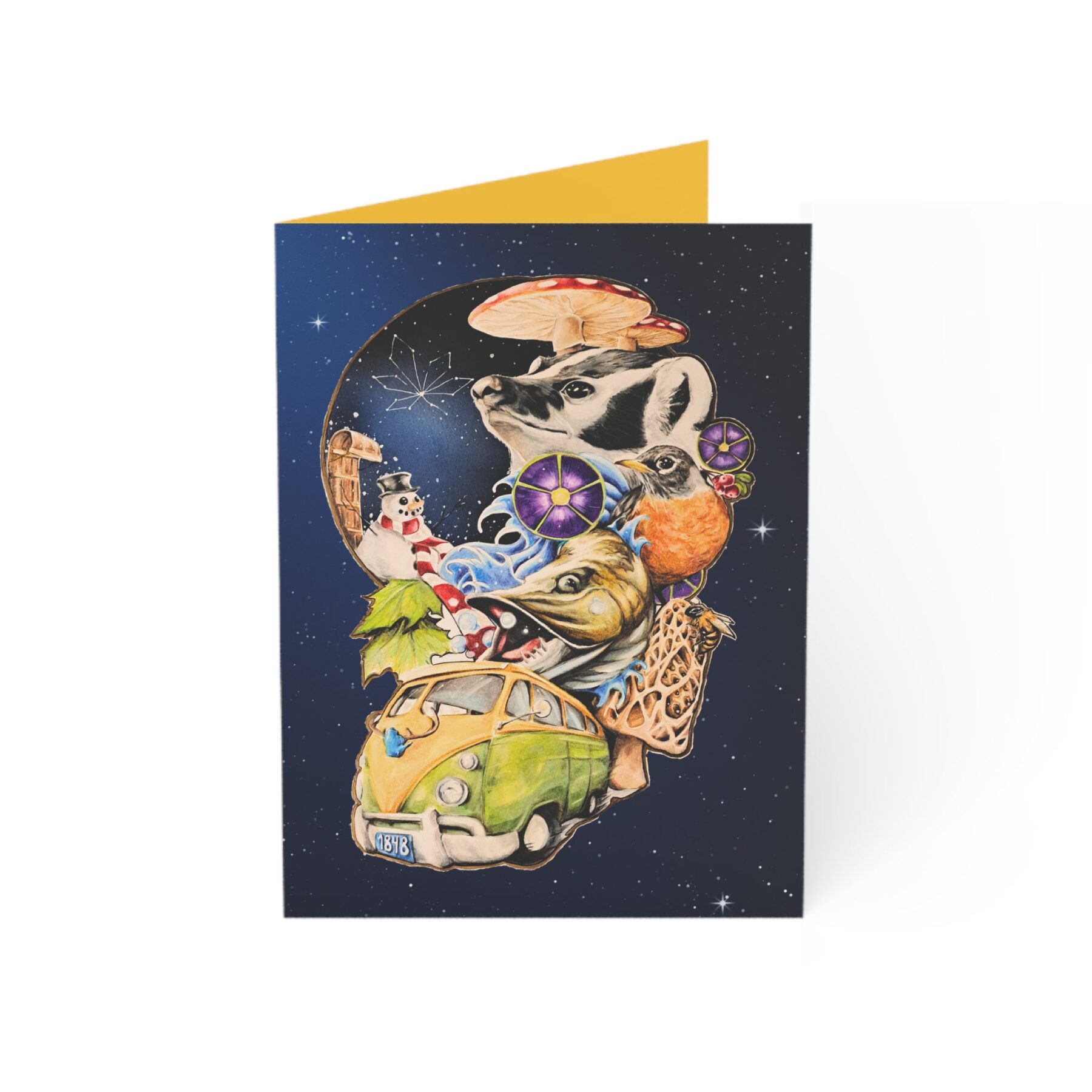 psychedelic road trip greeting card — 'the stoner’s travel guide to wisconsin'