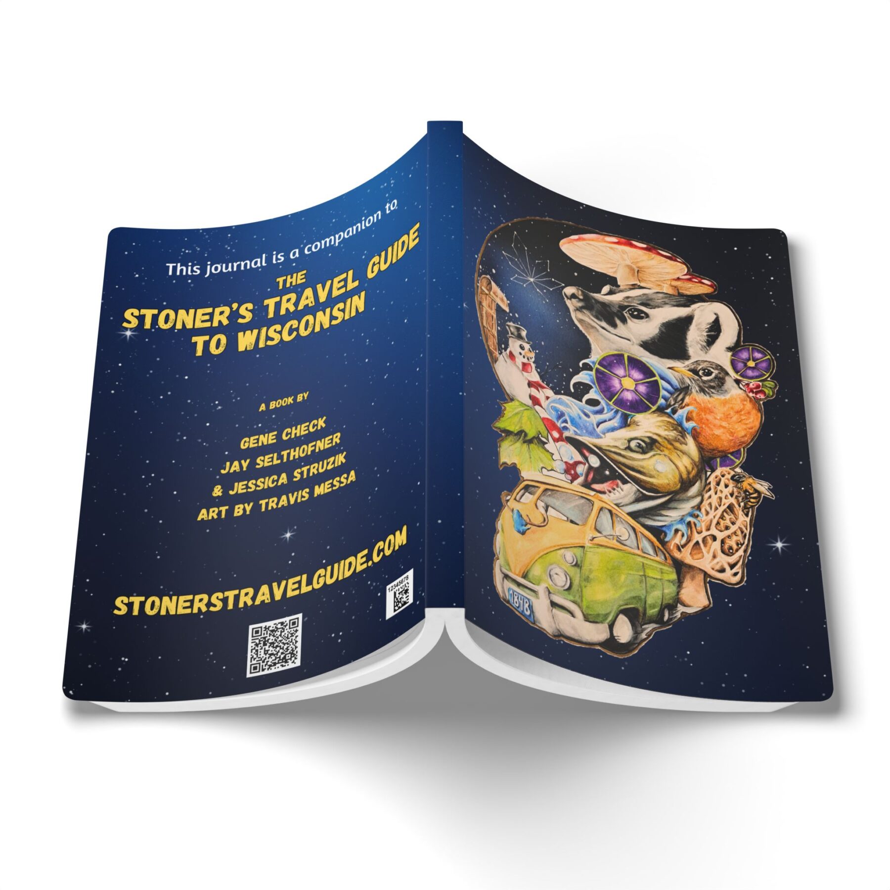 softcover journal — stoner’s travel guide to wisconsin companion notebook (psychedelic road trip art)