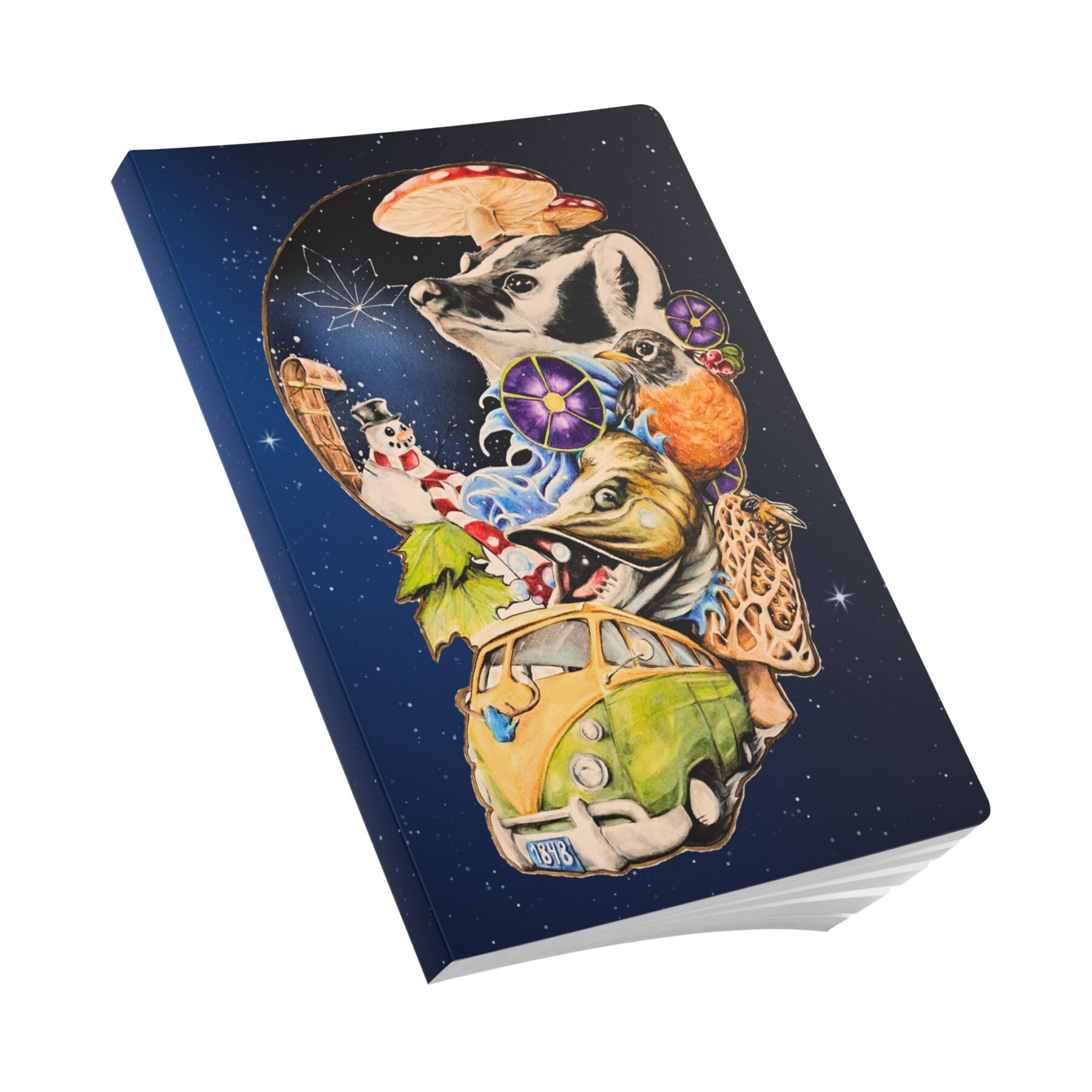 softcover journal — stoner’s travel guide to wisconsin companion notebook (psychedelic road trip art)