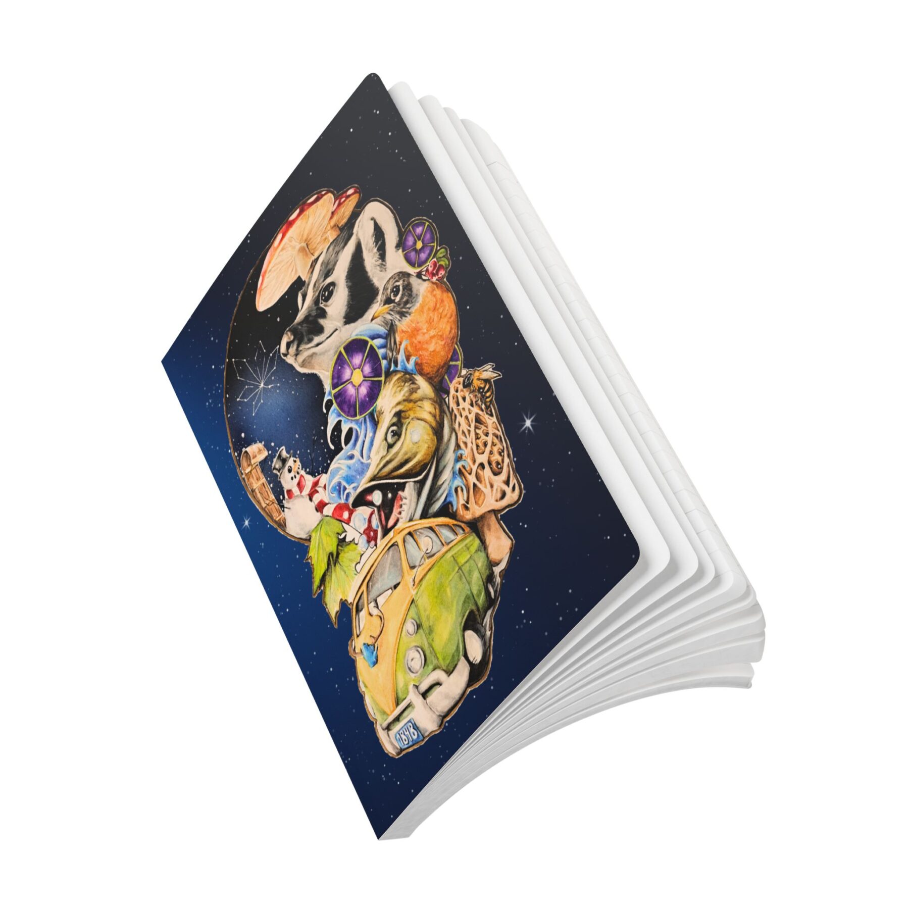 softcover journal — stoner’s travel guide to wisconsin companion notebook (psychedelic road trip art)
