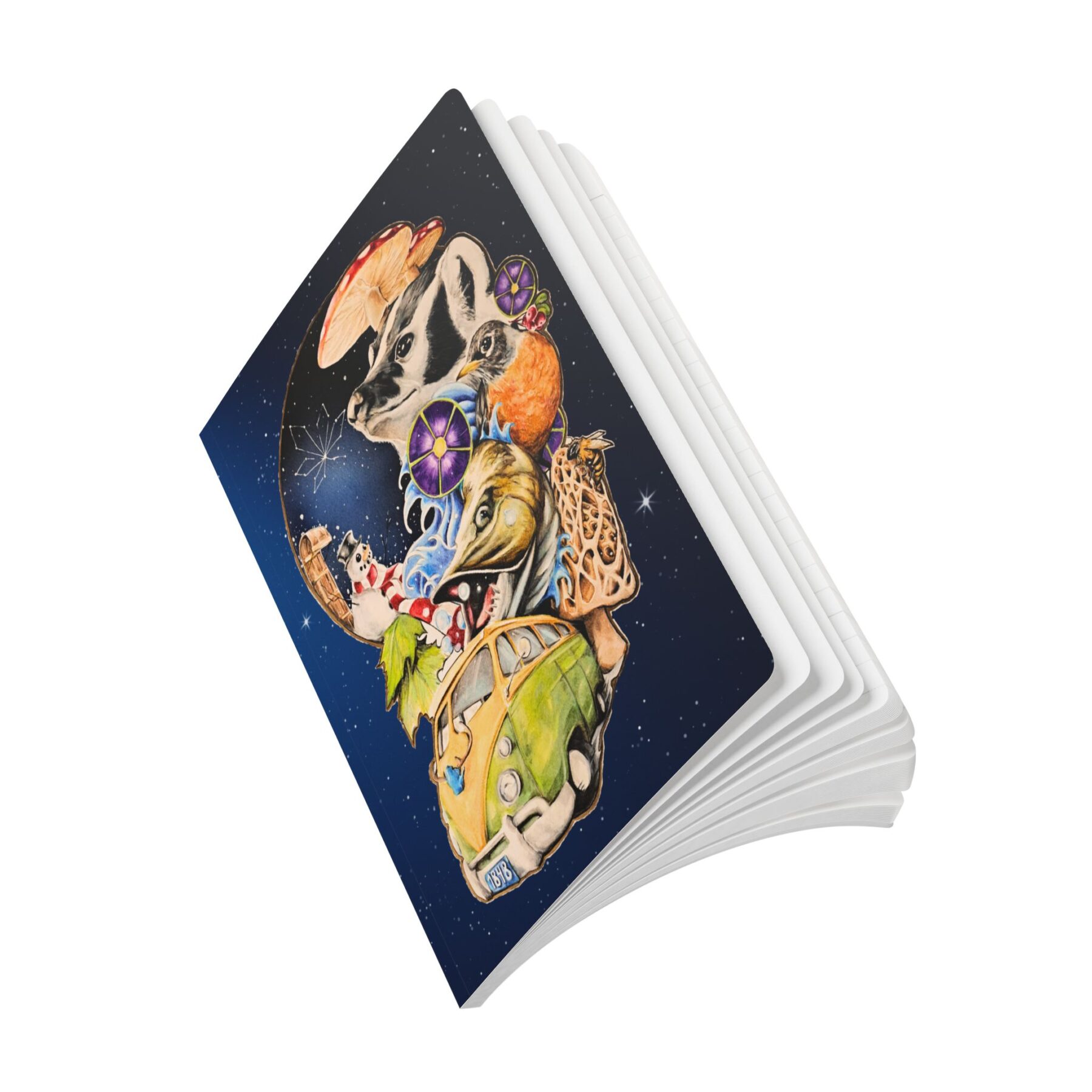 softcover journal — stoner’s travel guide to wisconsin companion notebook (psychedelic road trip art)