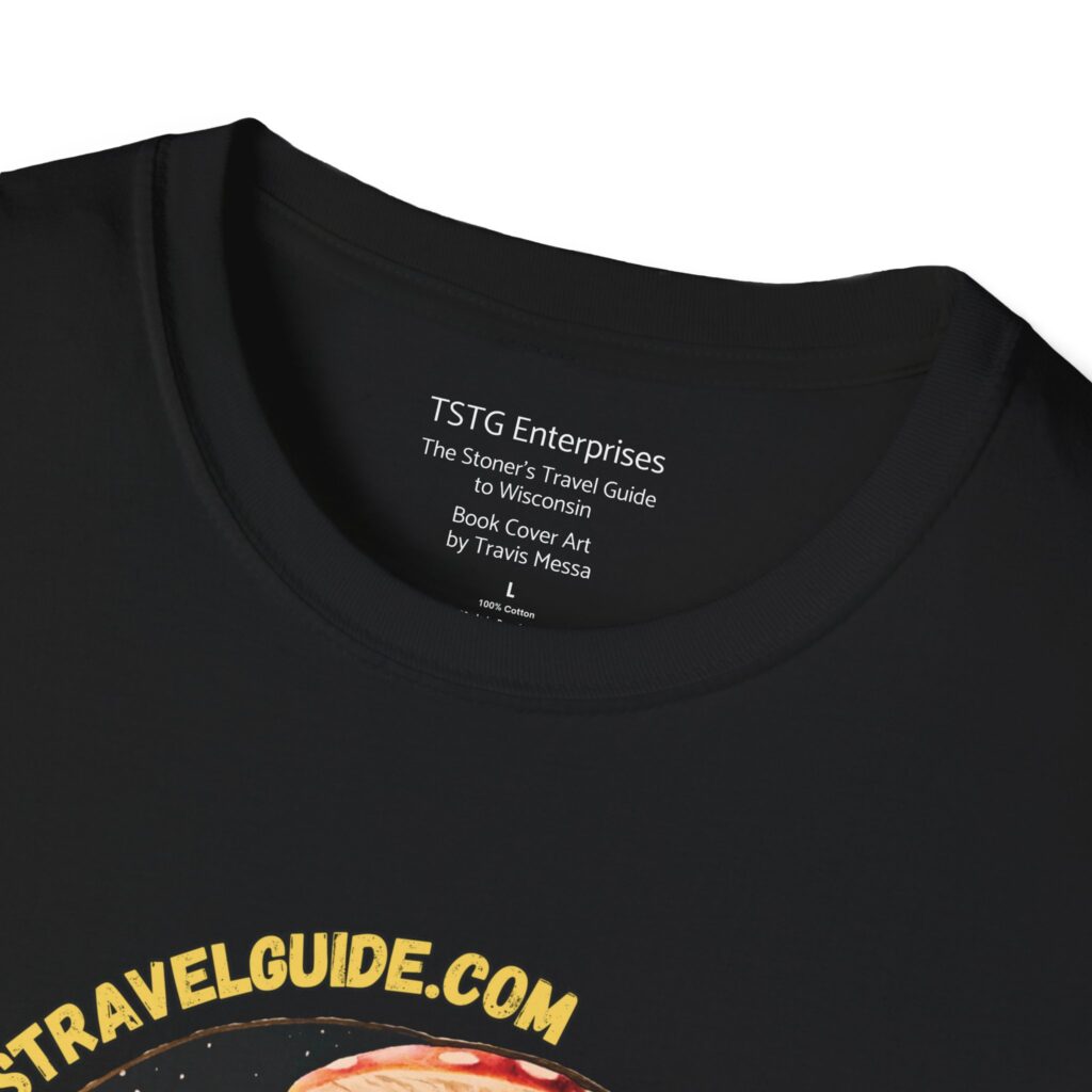 the stoner's travel guide to wisconsin road trip t shirt book cover artwork by travis messa