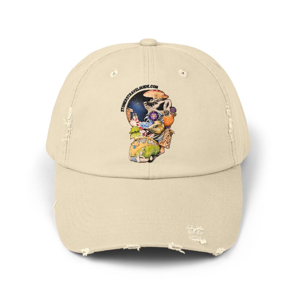 the stoner's travel guide to wisconsin unisex distressed cap