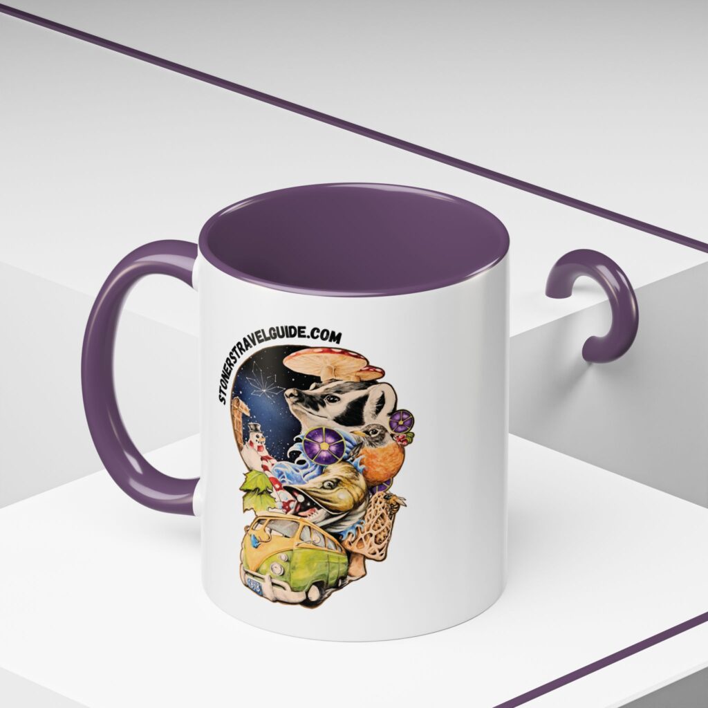 the stoner's travel guide to wisconsin accent coffee mug (11, 15oz)