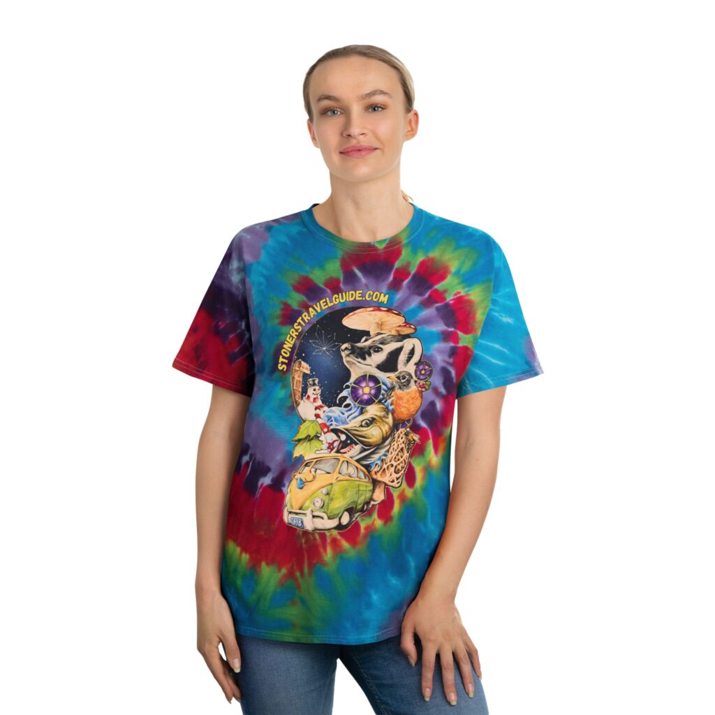 the stoner's travel guide to wisconsin tie dye tee, spiral