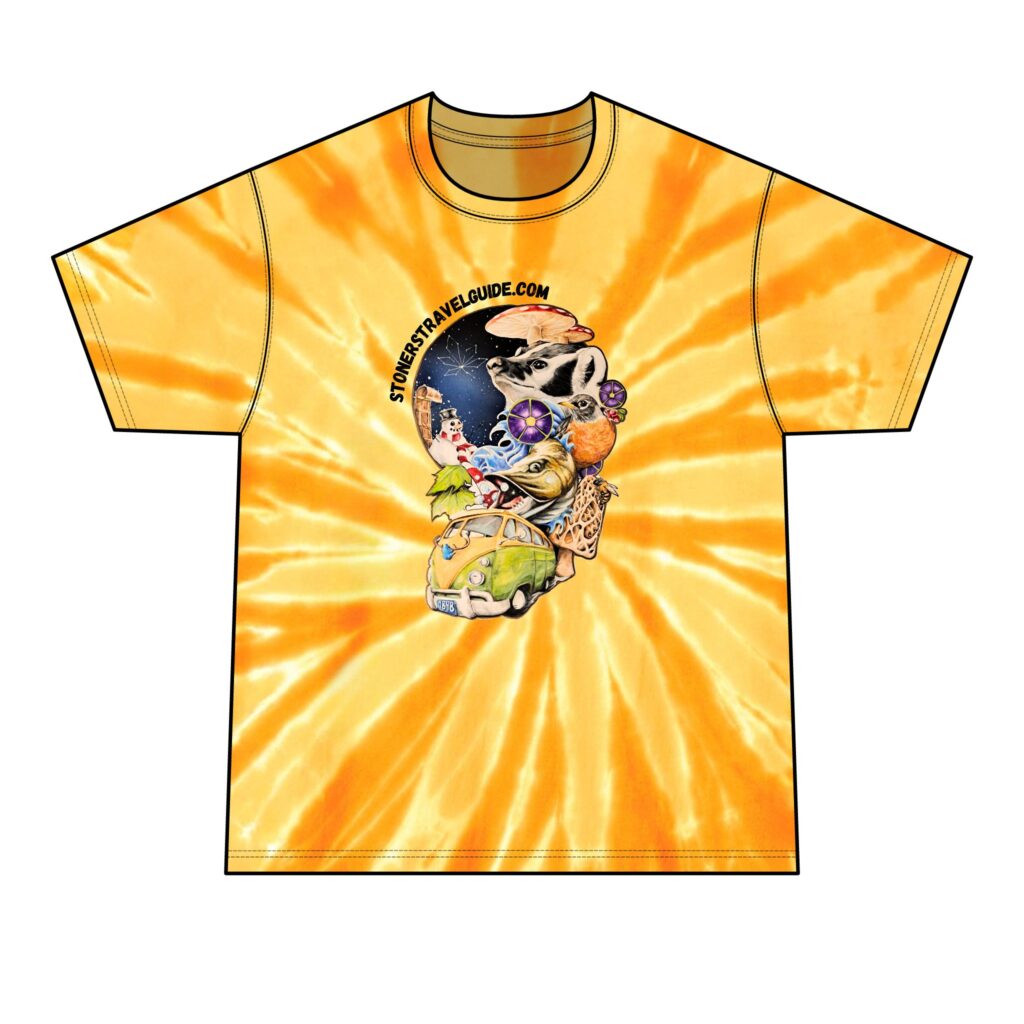 the stoners' travel guide to wisconsin men's tie dye tee