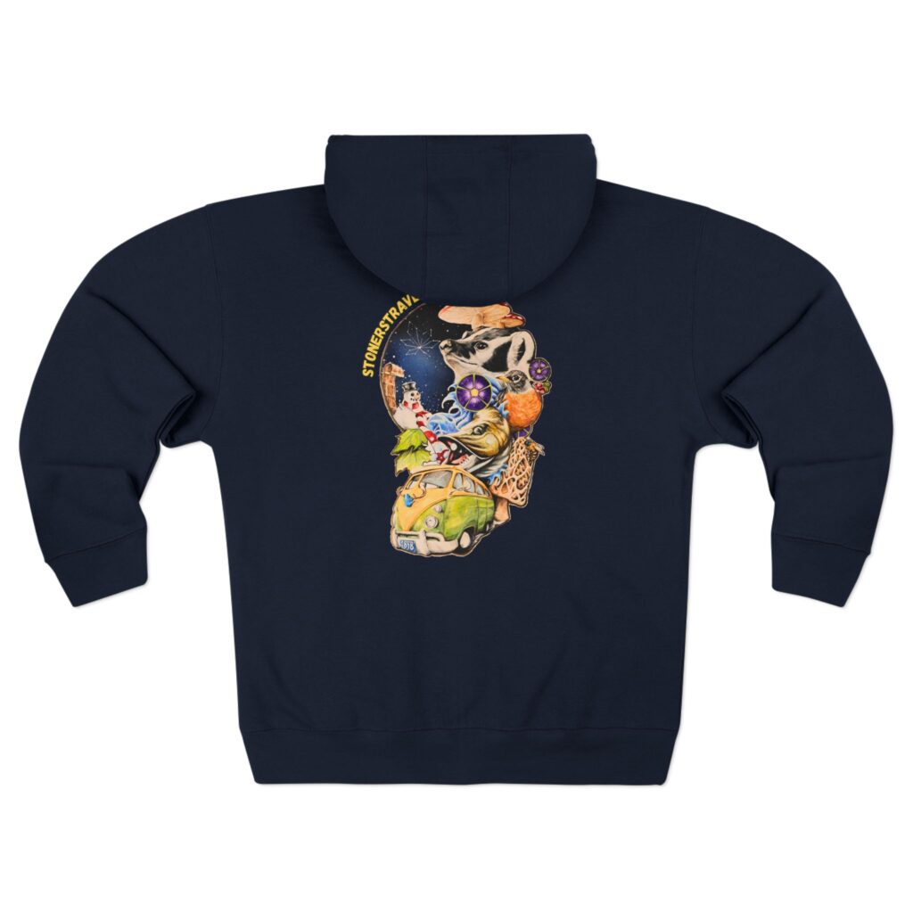the stoner's travel guide to wisconsin unisex zip hoodie