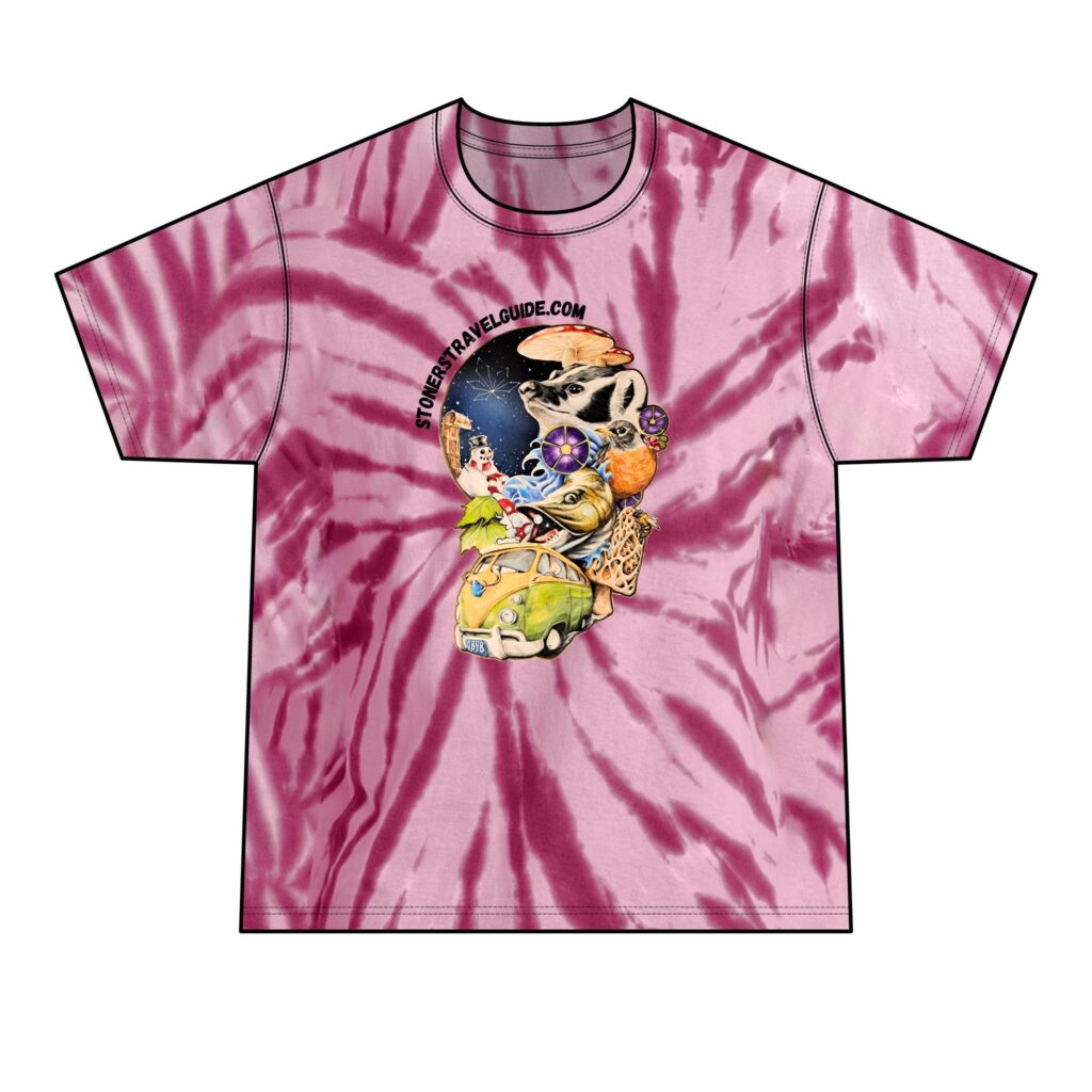 the stoners' travel guide to wisconsin men's tie dye tee