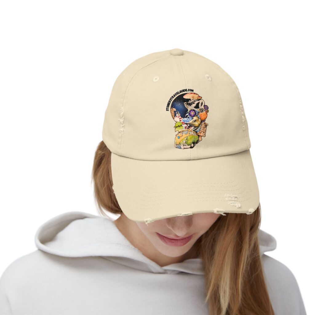 the stoner's travel guide to wisconsin unisex distressed cap