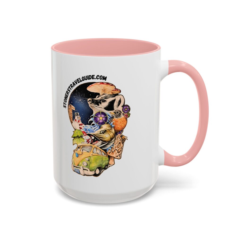 the stoner's travel guide to wisconsin accent coffee mug (11, 15oz)