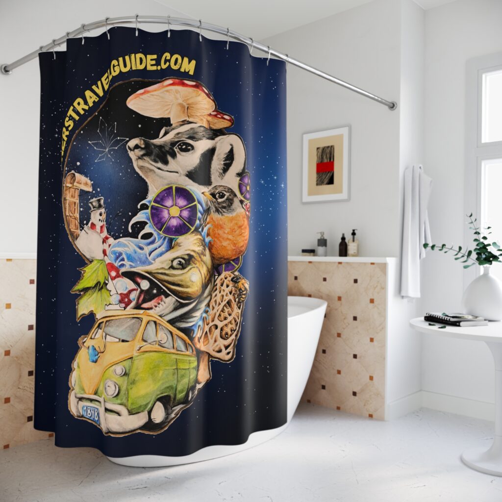the stoner's travel guide to wisconsin shower curtain