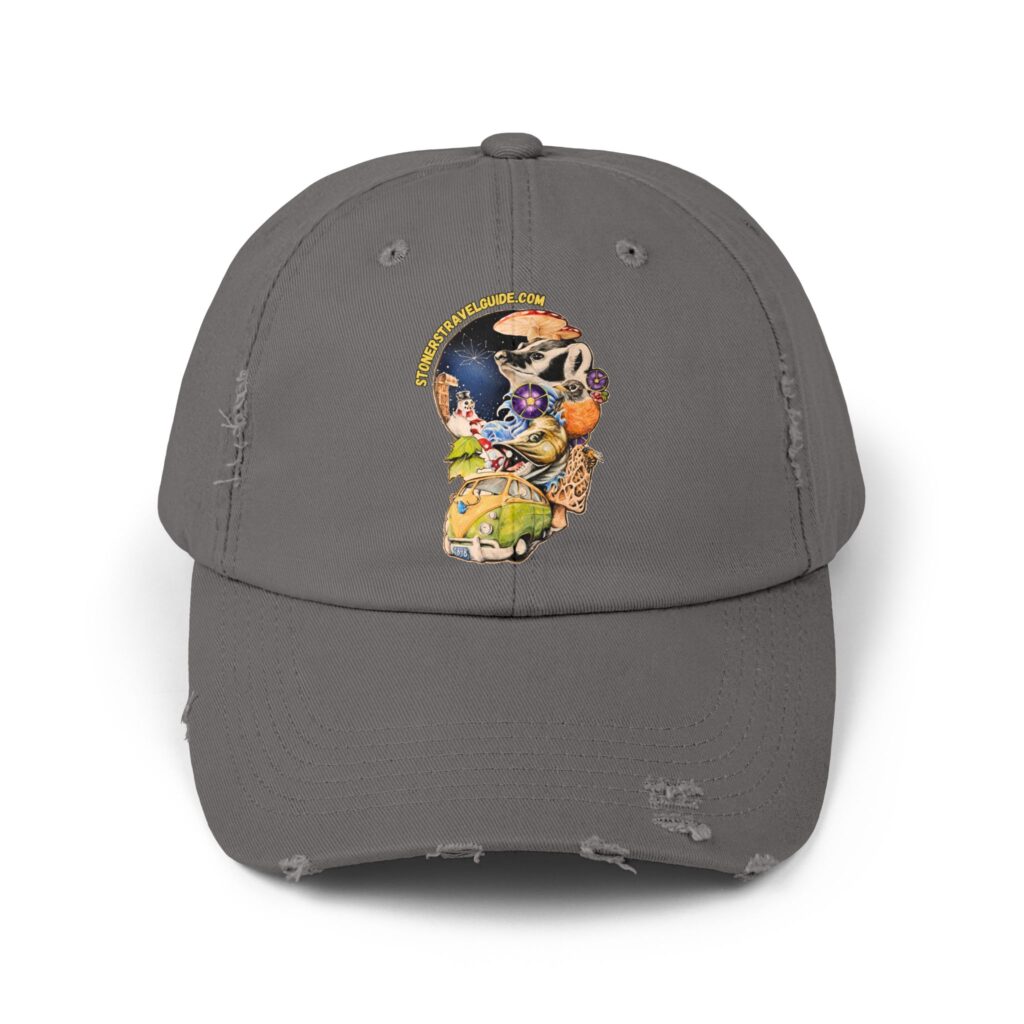 the stoner's travel guide to wisconsin unisex distressed cap