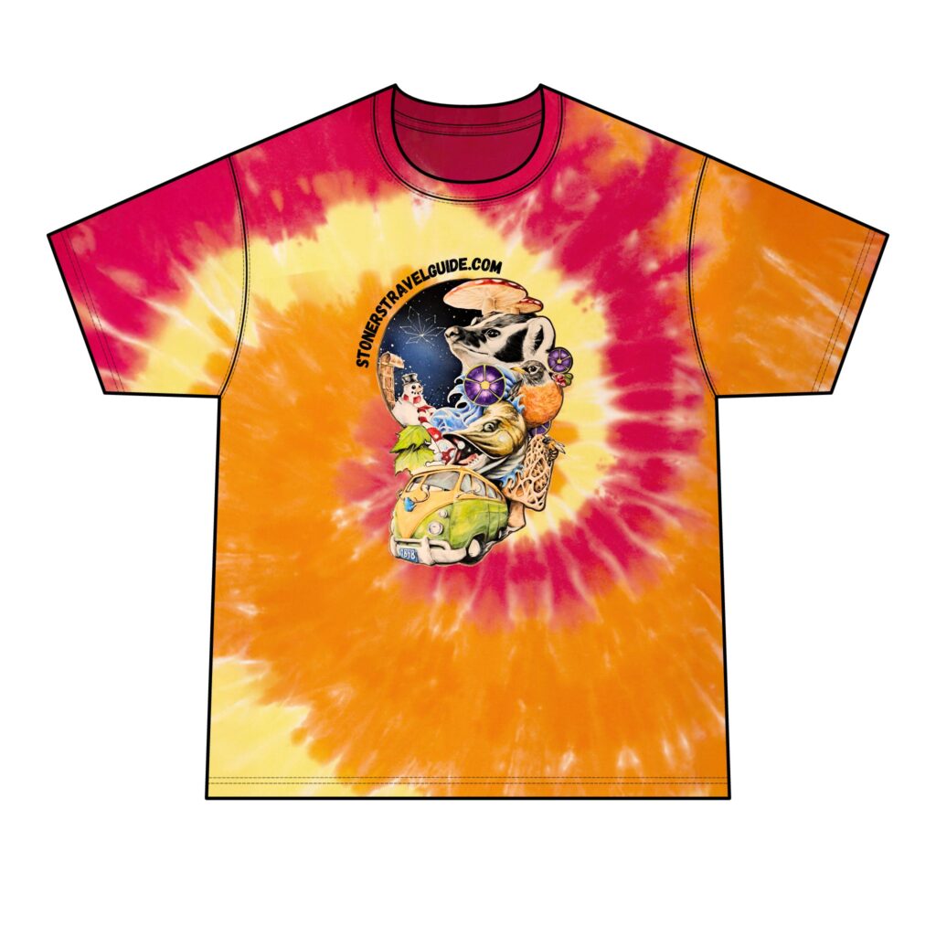 the stoners' travel guide to wisconsin men's tie dye tee