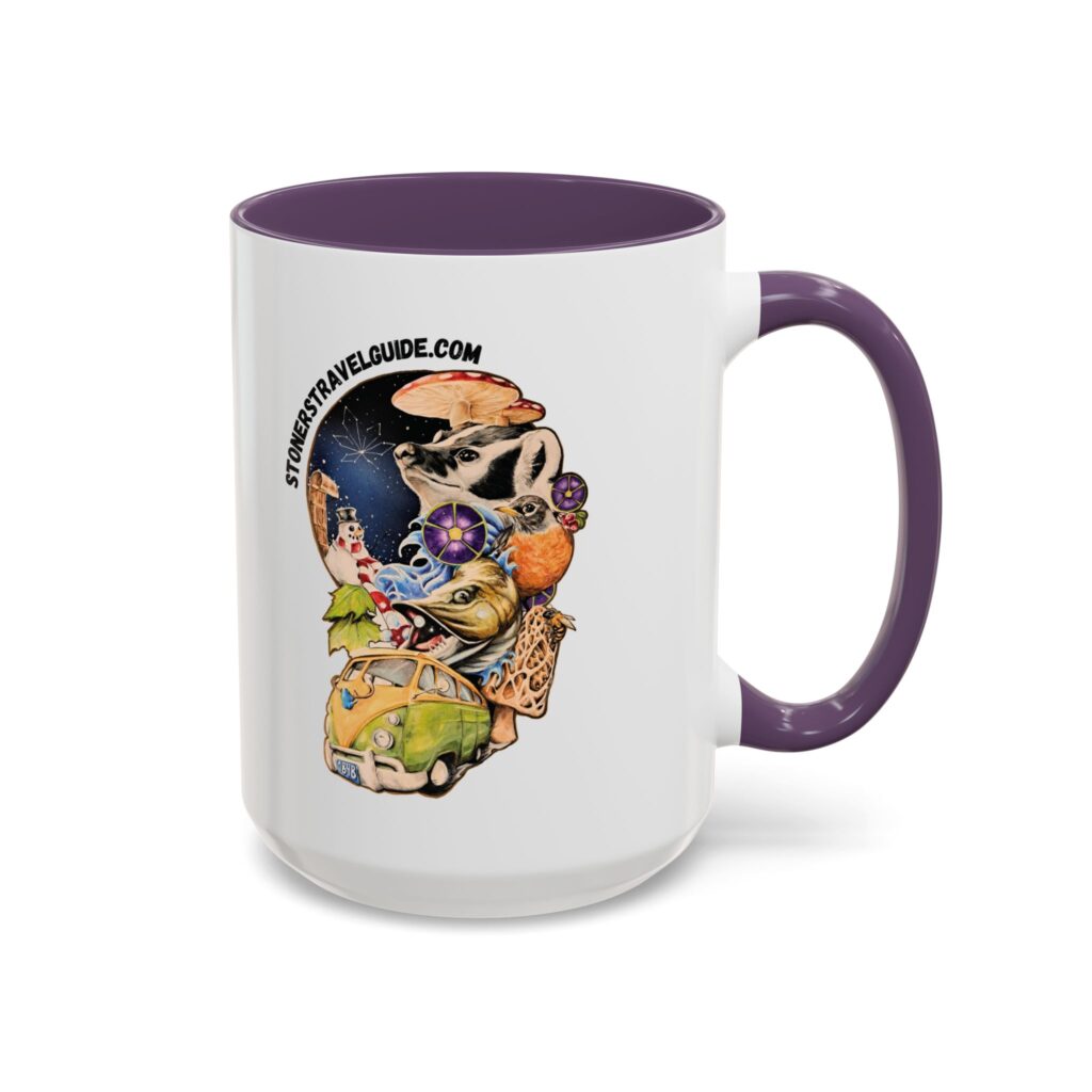 the stoner's travel guide to wisconsin accent coffee mug (11, 15oz)