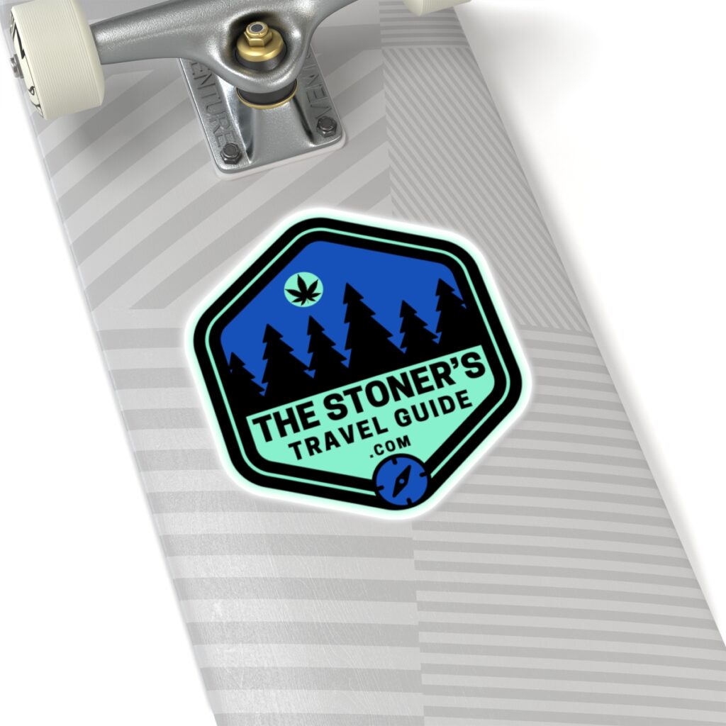the stoner's travel guide logo kiss cut stickers
