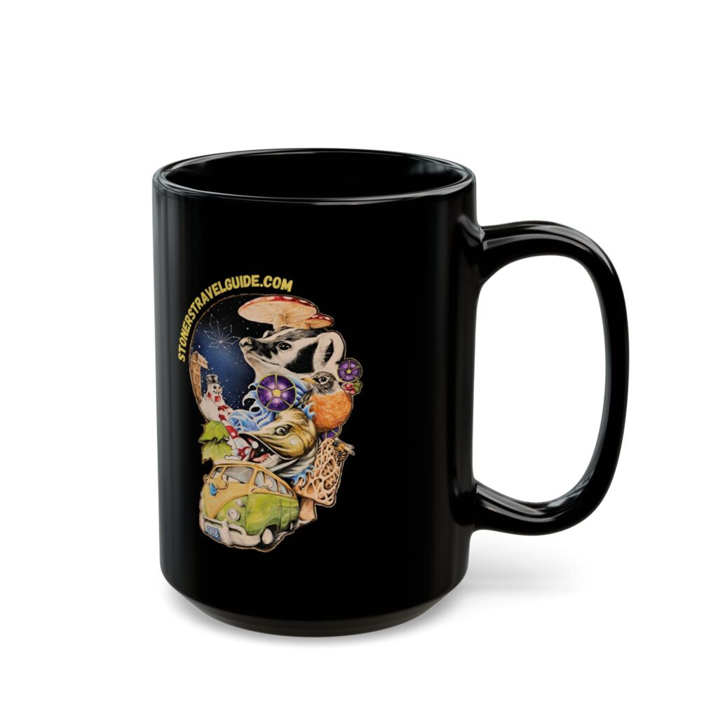 the stoner's travel guide to wisconsin black mug (11oz, 15oz)