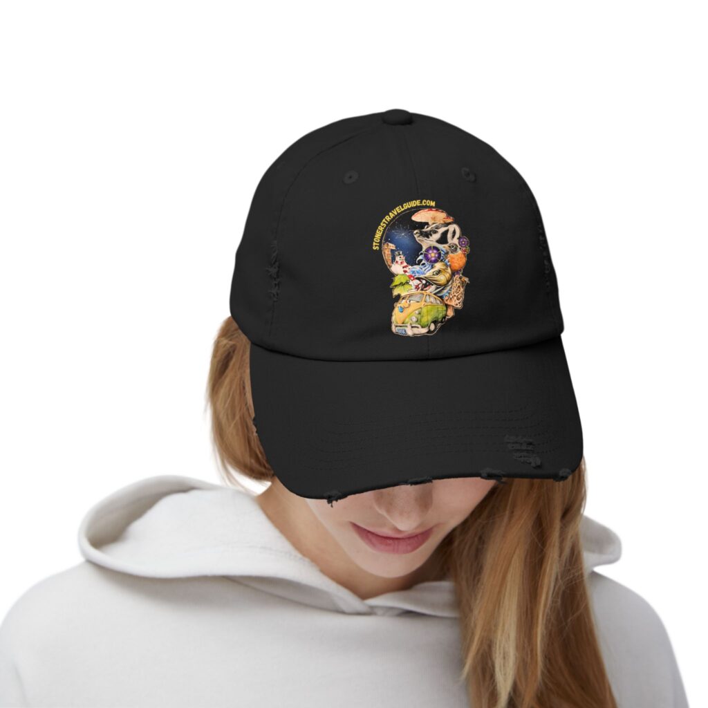 the stoner's travel guide to wisconsin unisex distressed cap