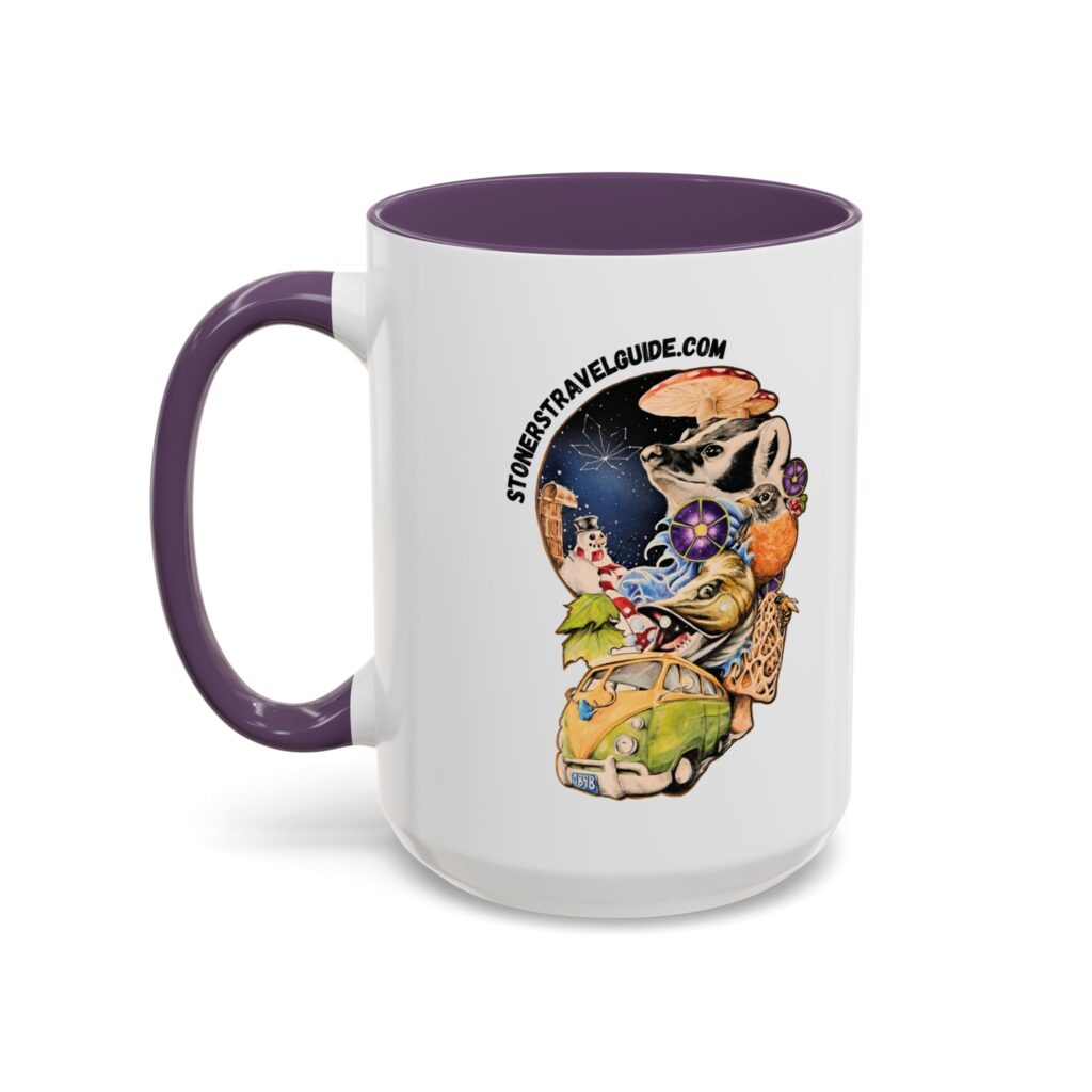 the stoner's travel guide to wisconsin accent coffee mug (11, 15oz)