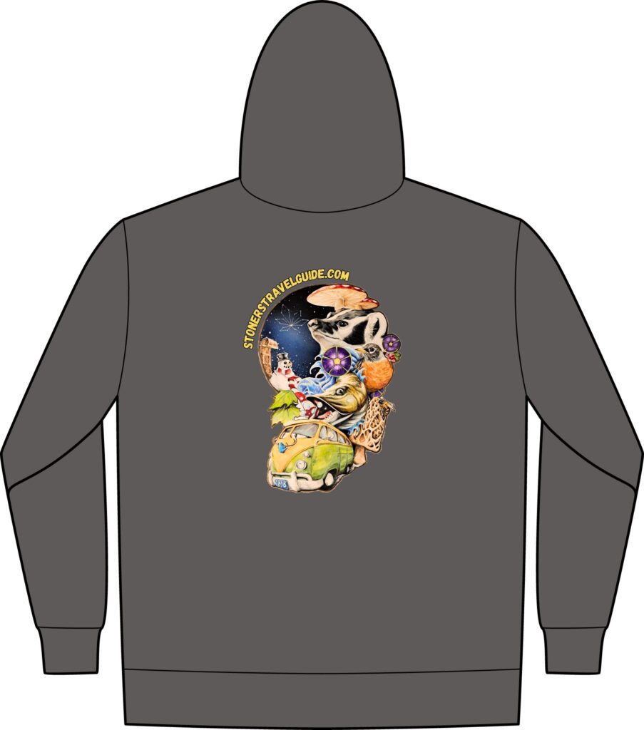 the stoner's travel guide to wisconsin tall essential fleece full zip hooded sweatshirt