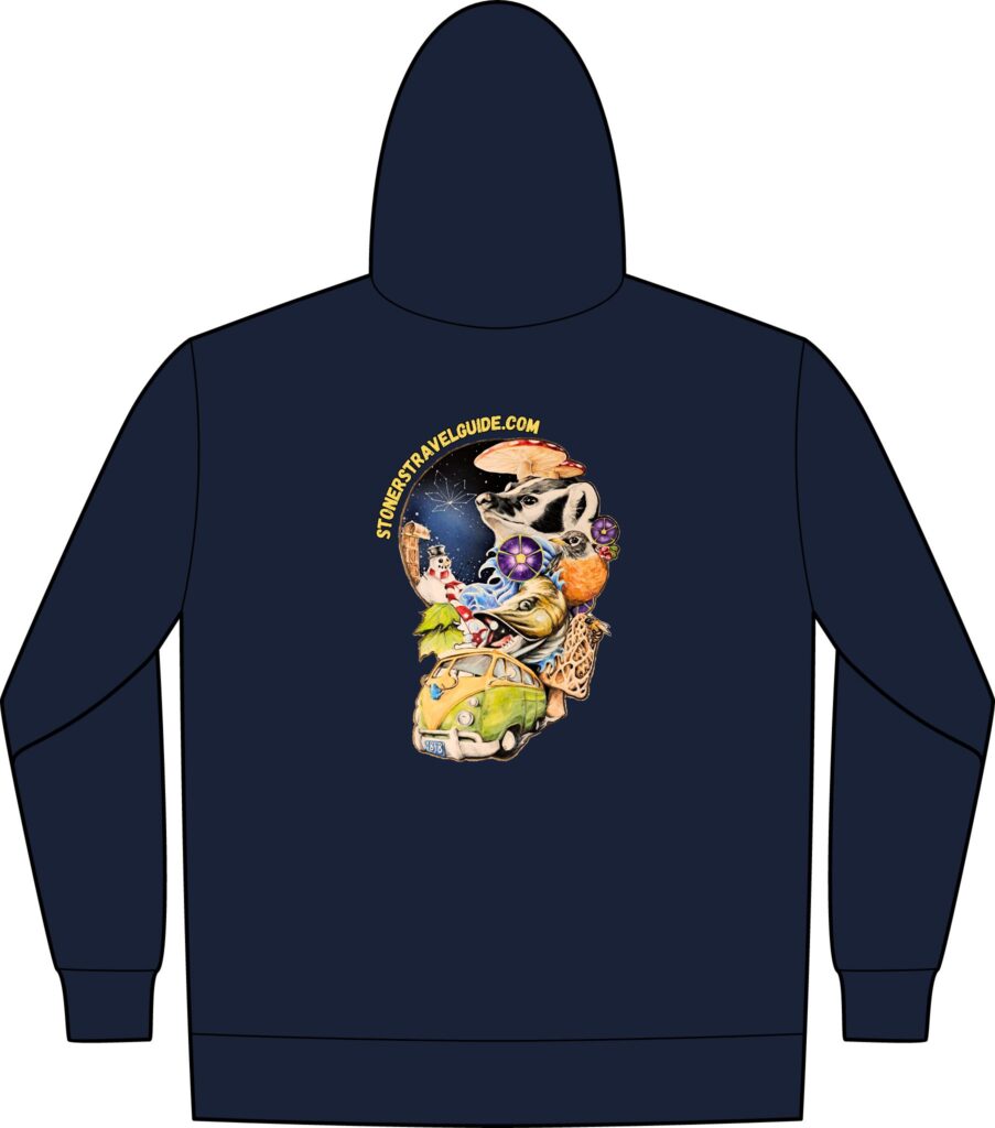 the stoner's travel guide to wisconsin tall essential fleece full zip hooded sweatshirt