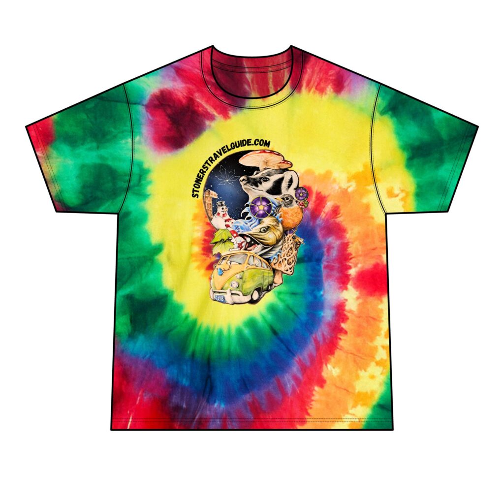 the stoners' travel guide to wisconsin men's tie dye tee