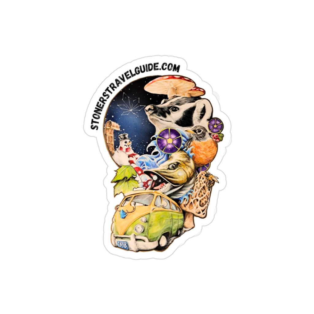 the stoner's travel guide to wisconsin die cut outdoor sticker — waterproof transparent vinyl