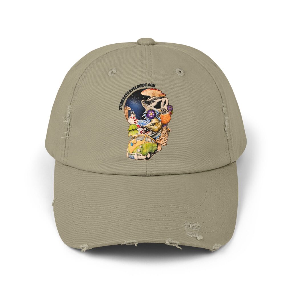 the stoner's travel guide to wisconsin unisex distressed cap