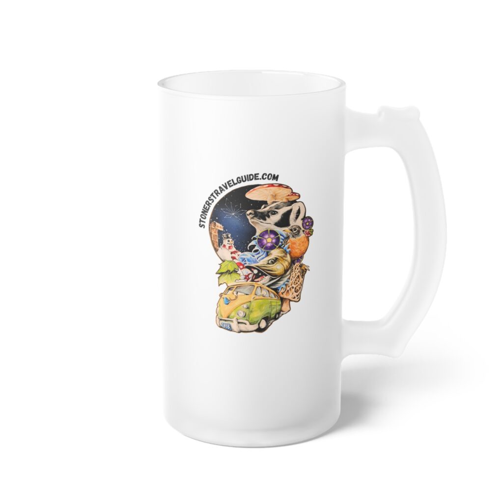 the stoner's travel guide to wisconsin frosted glass beer mug