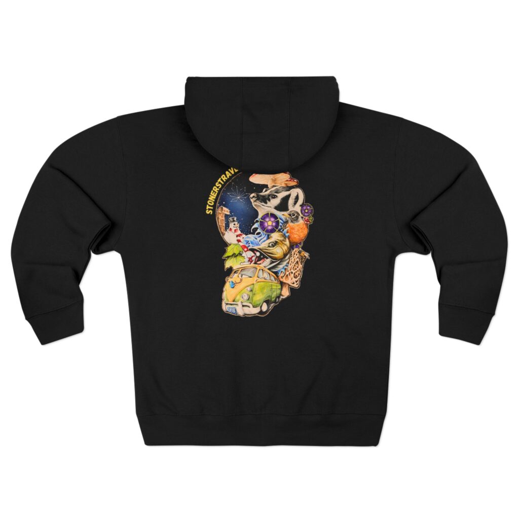 the stoner's travel guide to wisconsin unisex zip hoodie