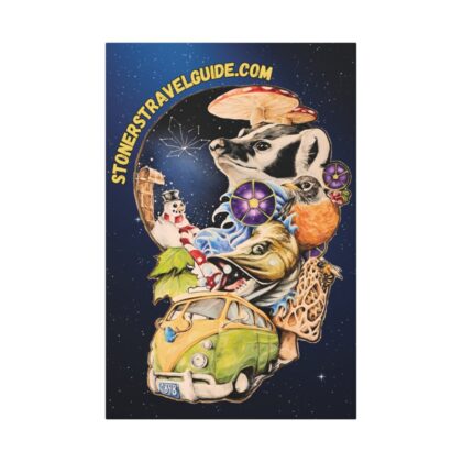 the stoner's travel guide to wisconsin psychedelic wildlife collage canvas art wrap