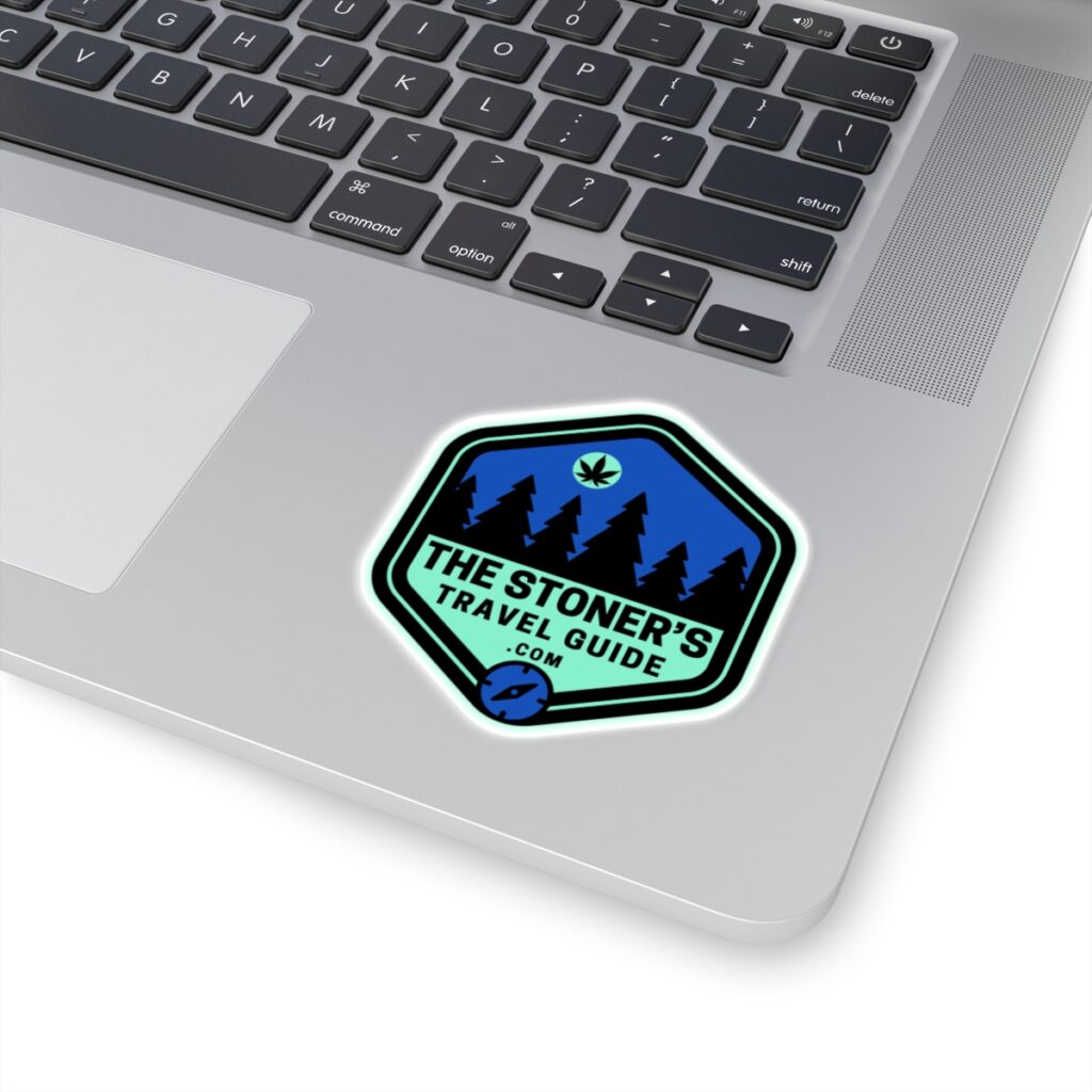 the stoner's travel guide logo kiss cut stickers