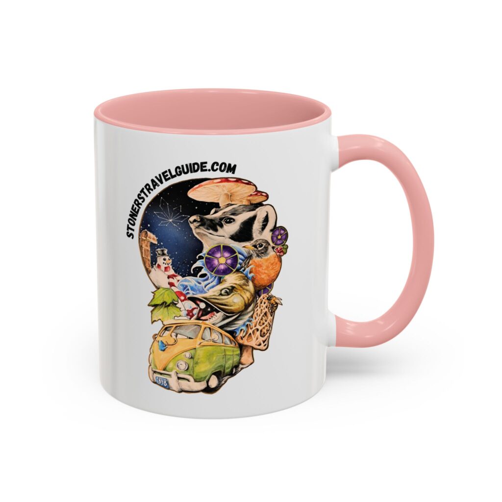 the stoner's travel guide to wisconsin accent coffee mug (11, 15oz)