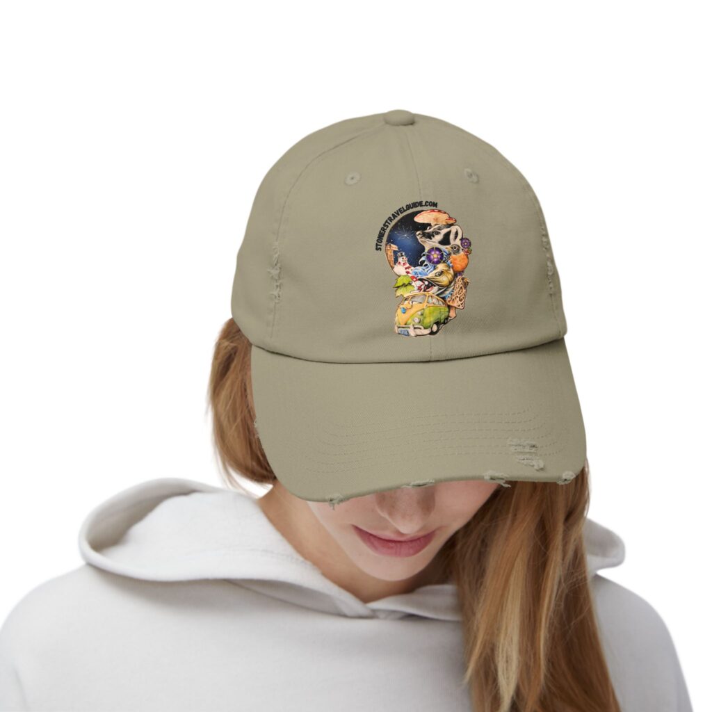 the stoner's travel guide to wisconsin unisex distressed cap