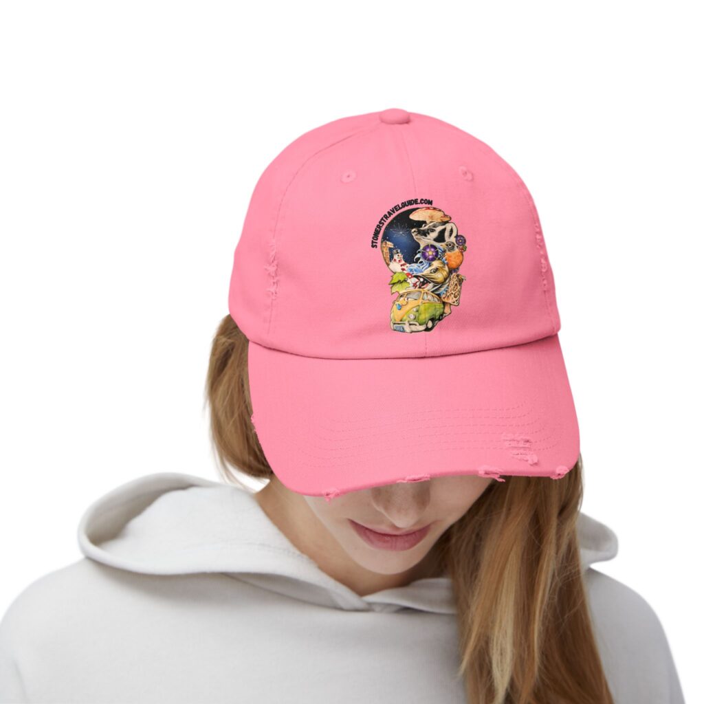 the stoner's travel guide to wisconsin unisex distressed cap