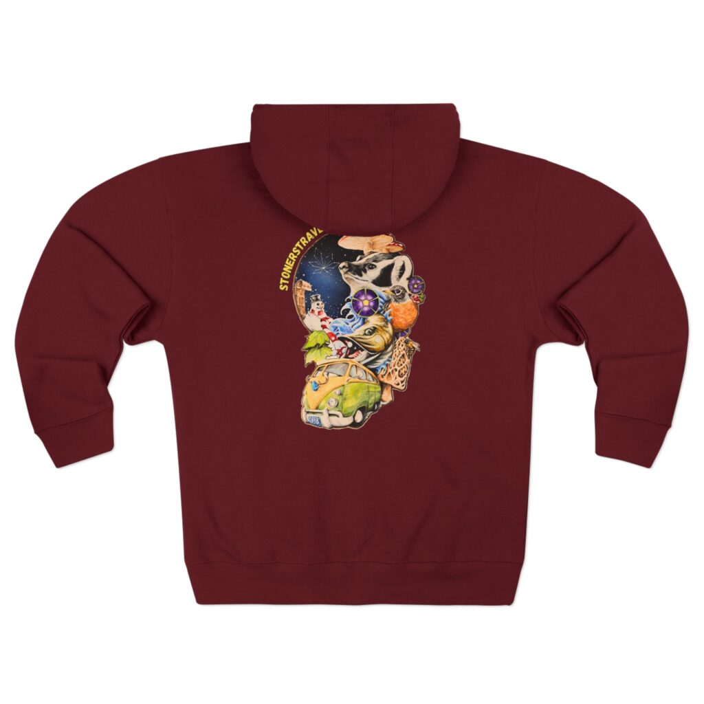 the stoner's travel guide to wisconsin unisex zip hoodie