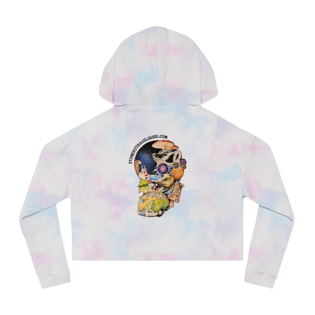 the stoners' travel guide to wisconsin women’s cropped hooded sweatshirt