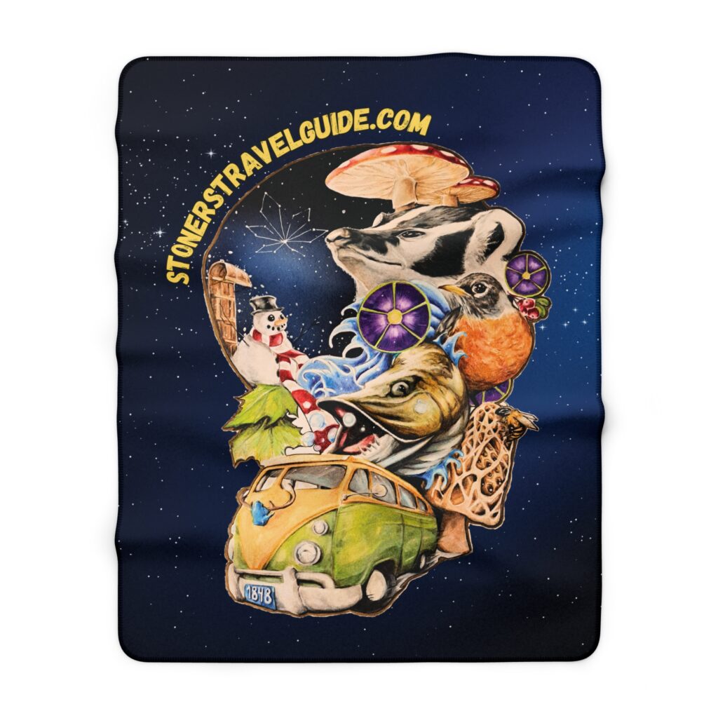 the stoner's travel guide to wisconsin sherpa fleece blanket