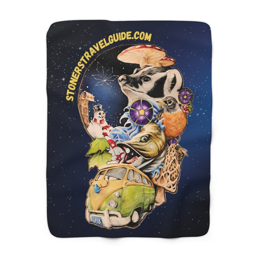 the stoner's travel guide to wisconsin sherpa fleece blanket