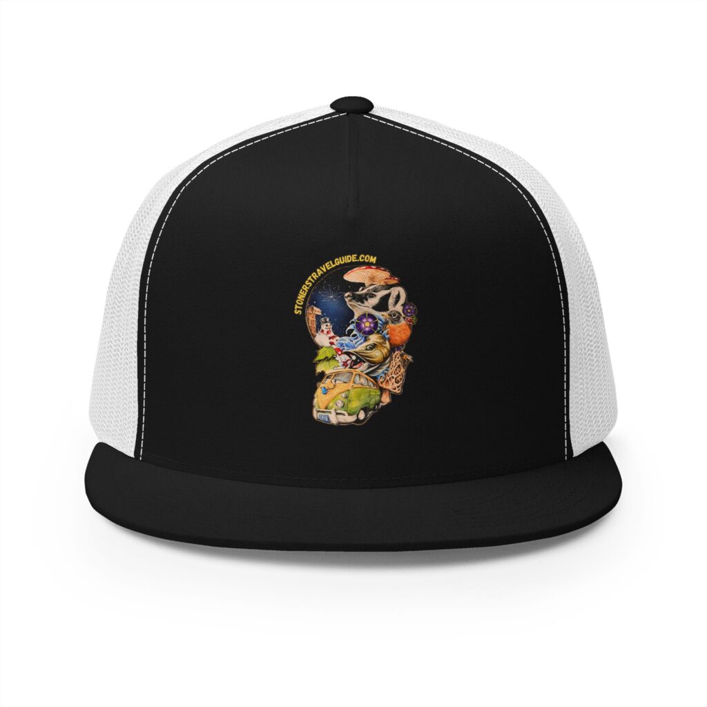 the stoner's travel guide to wisconsin 5 panel trucker cap