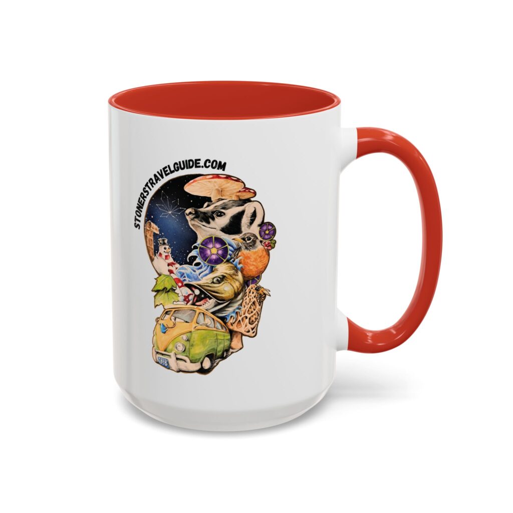 the stoner's travel guide to wisconsin accent coffee mug (11, 15oz)