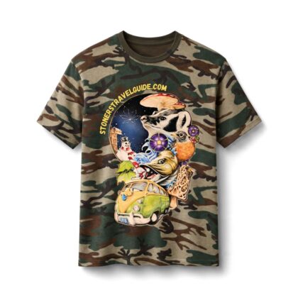 the stoner's travel guide to wisconsin core cotton camo tee