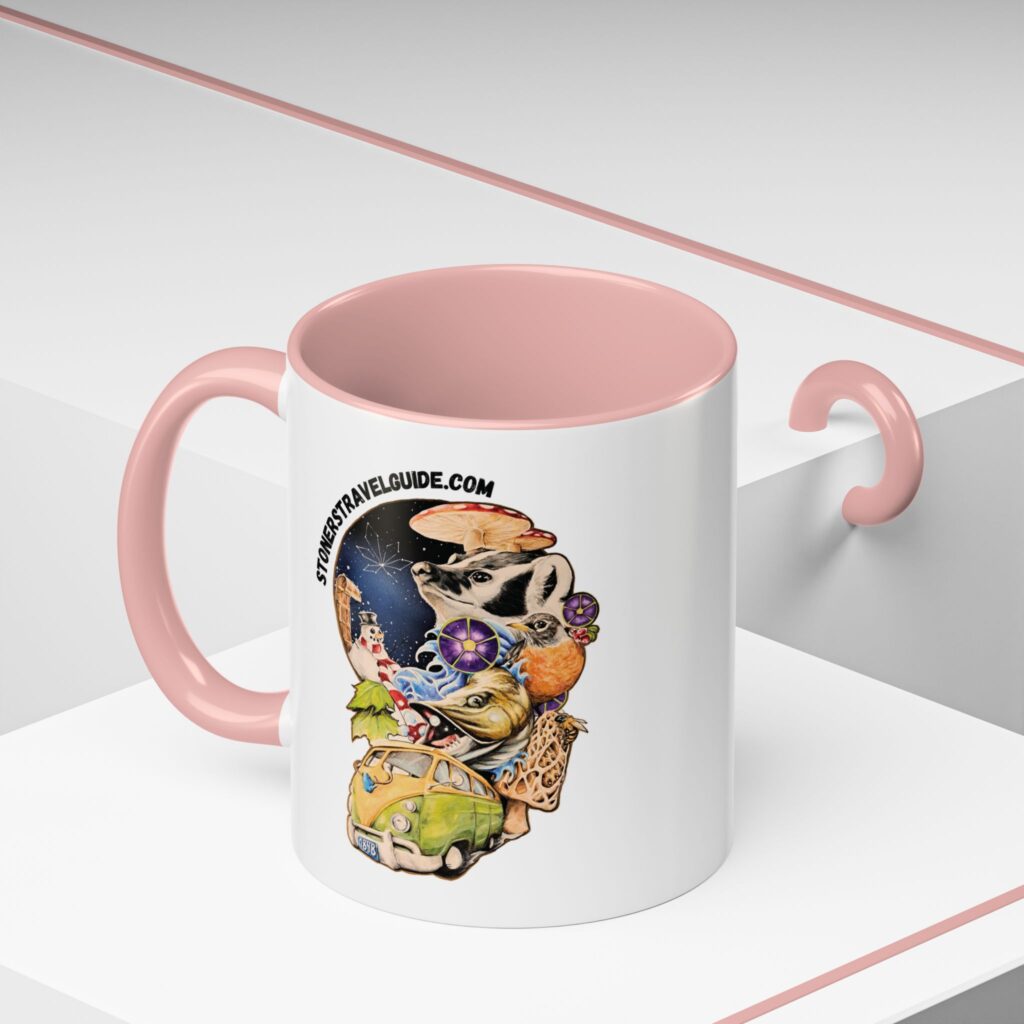 the stoner's travel guide to wisconsin accent coffee mug (11, 15oz)