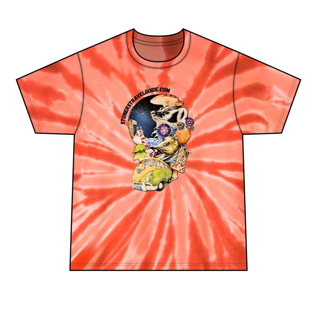 the stoners' travel guide to wisconsin men's tie dye tee