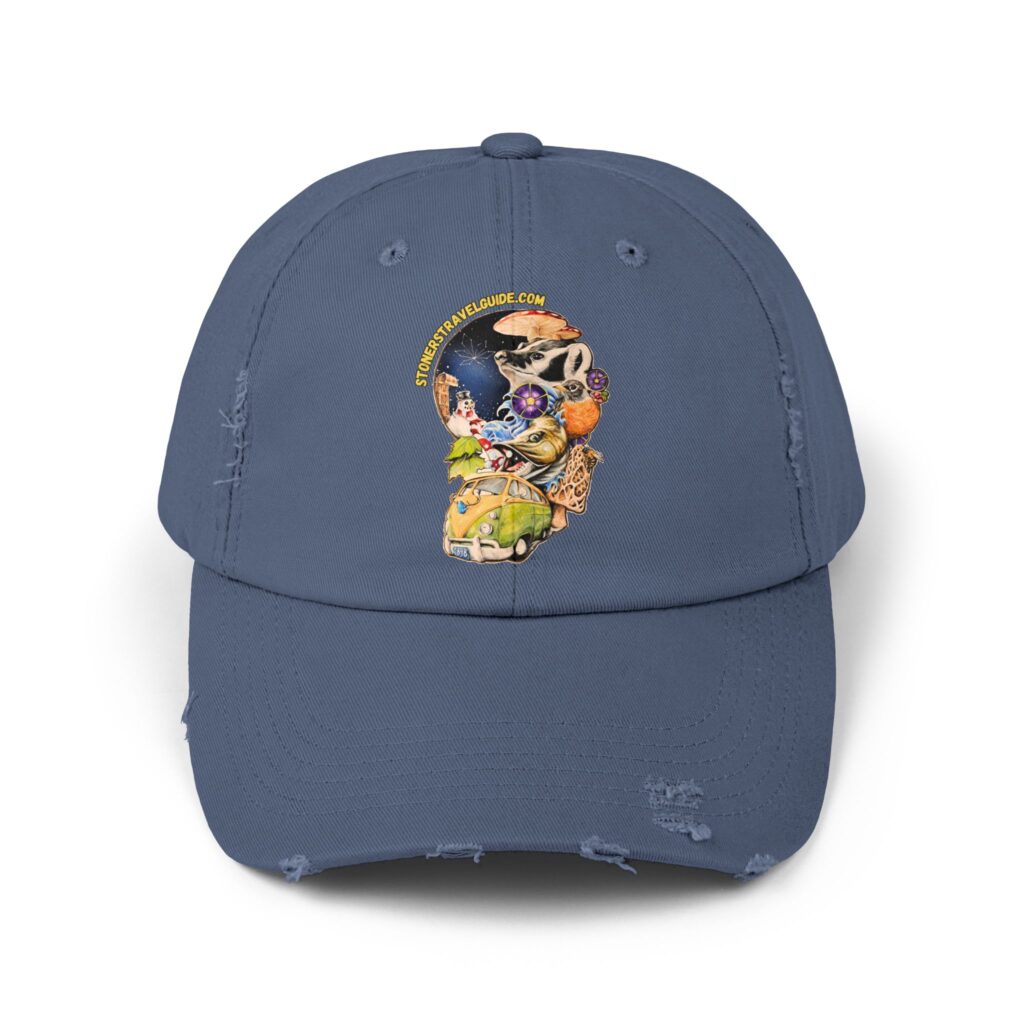 the stoner's travel guide to wisconsin unisex distressed cap
