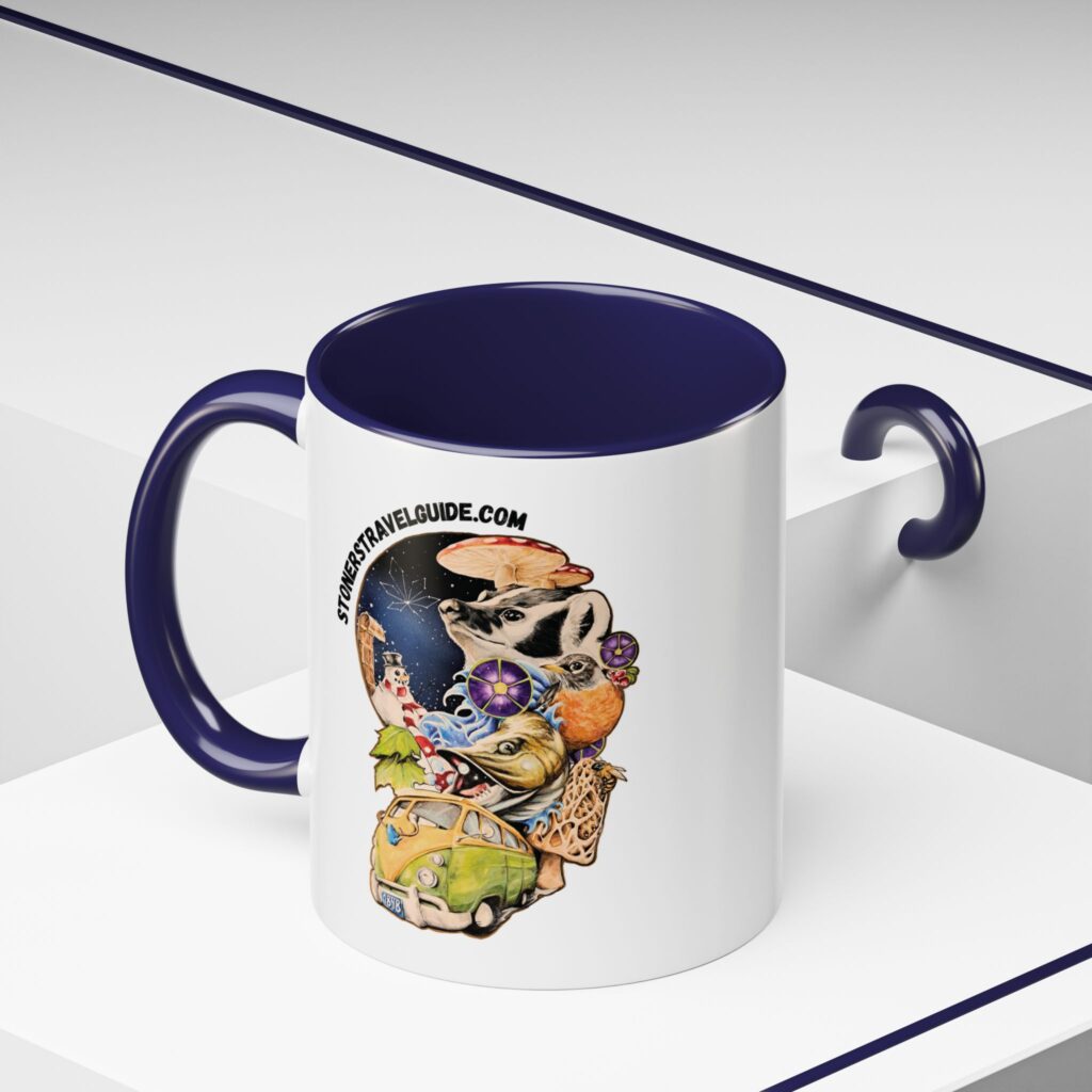 the stoner's travel guide to wisconsin accent coffee mug (11, 15oz)