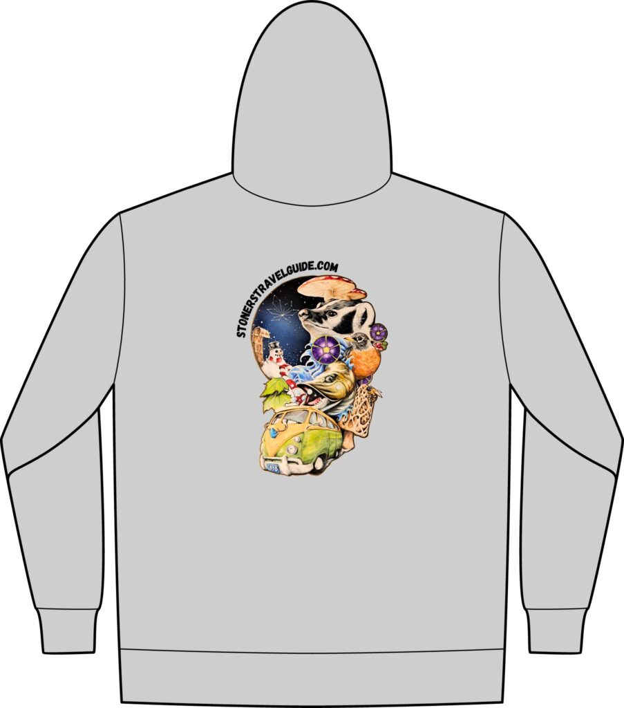 the stoner's travel guide to wisconsin tall essential fleece full zip hooded sweatshirt