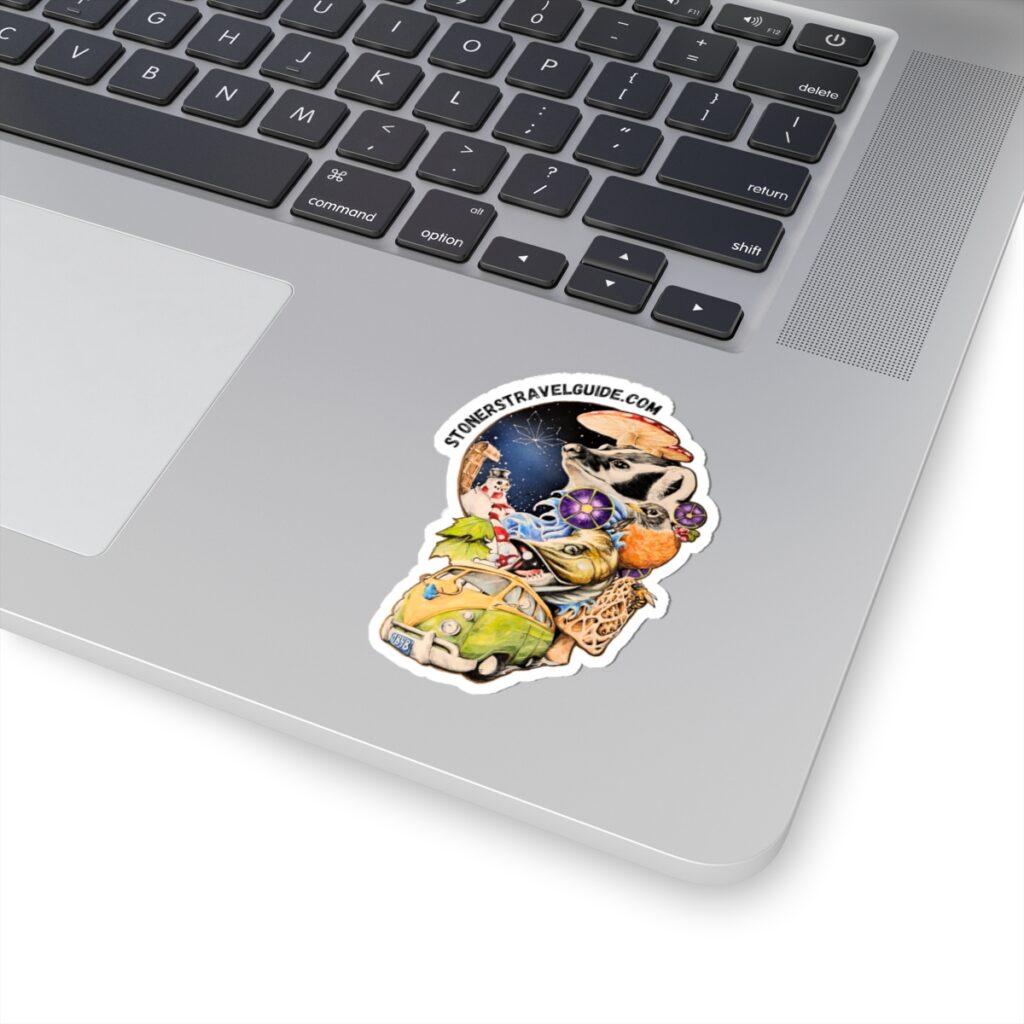 sticker: the stoner's travel guide to wisconsin book cover art by travis messa
