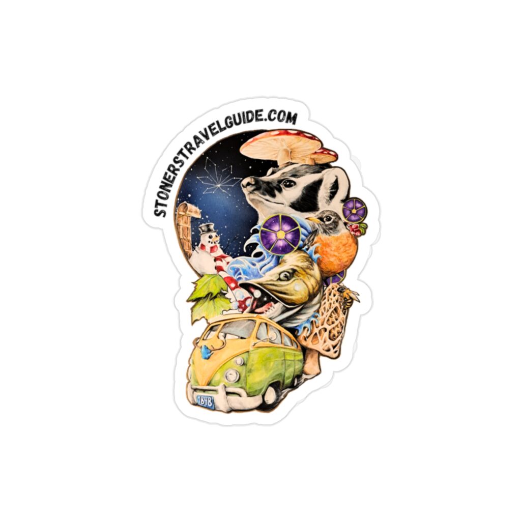 the stoner's travel guide to wisconsin die cut outdoor sticker — waterproof transparent vinyl